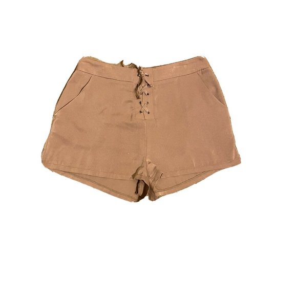 Forever 21 M Pink Blush Creme Tie Up Lace Preppy Dainty Shorts With Pockets - Picture 2 of 9